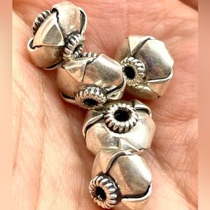 2 Sterling Silver Wonton Shaped Beads